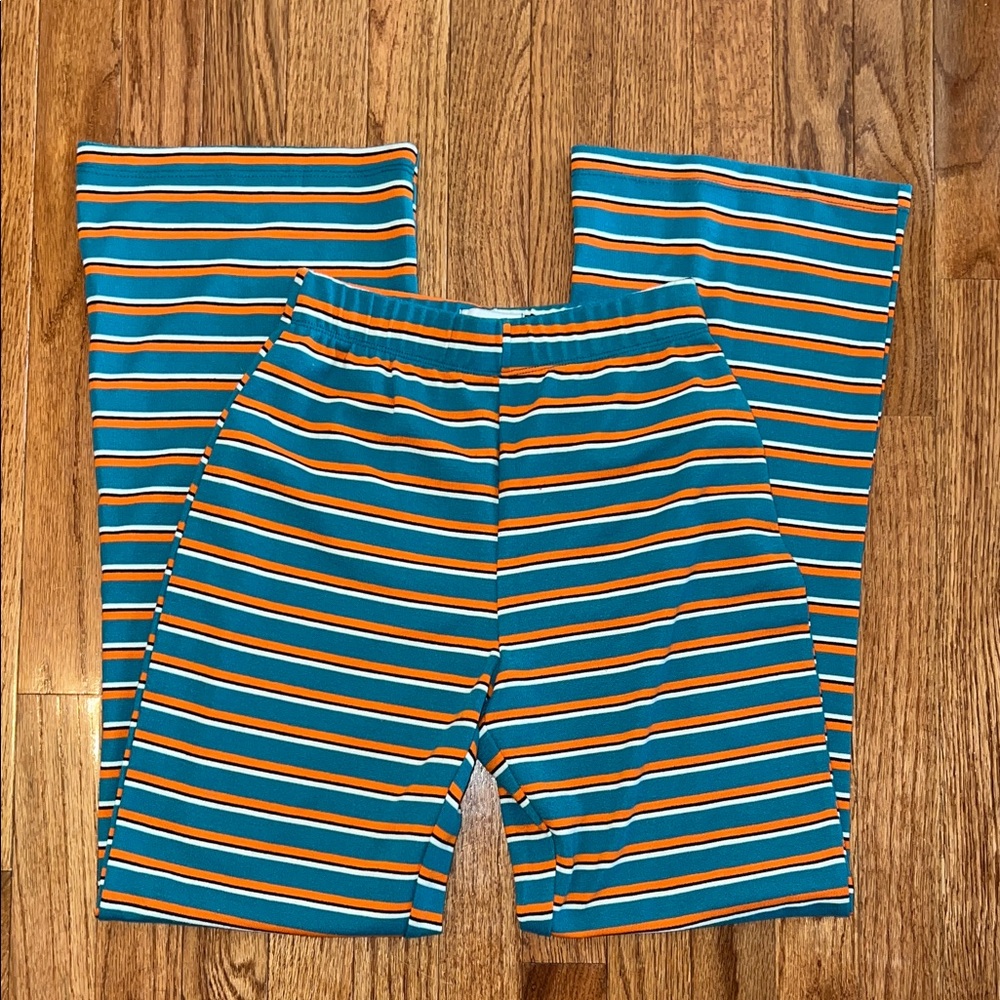 Urban Outfitters Blue Orange Black & White Striped Flare Pants Women’s Small